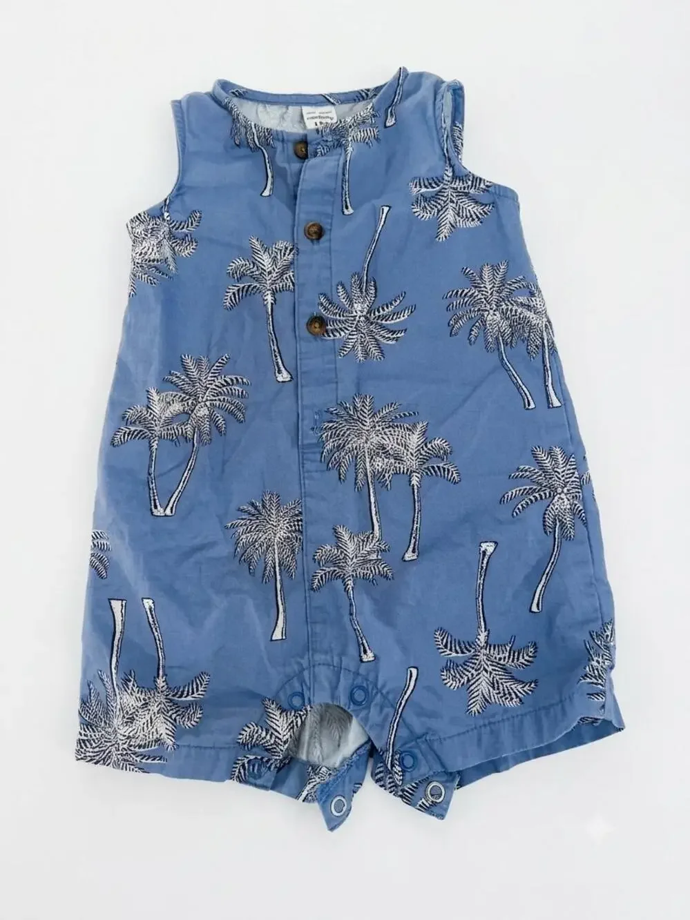 Carter's Blue Palm Tree Sleeveless Romper